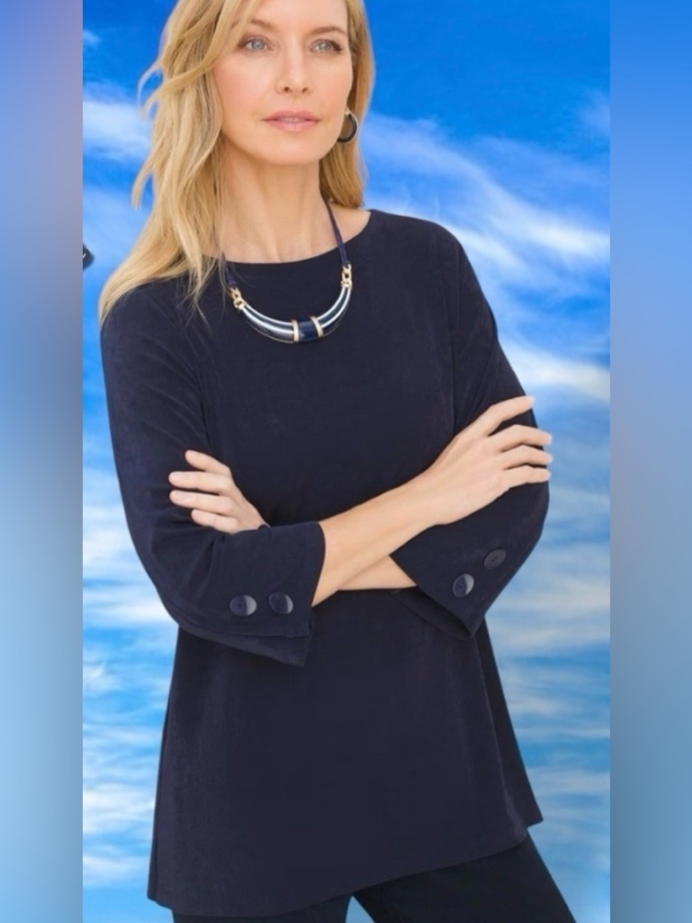 Chico's Classic Split-Sleeve Tunic Size 1 - US Medium - 8